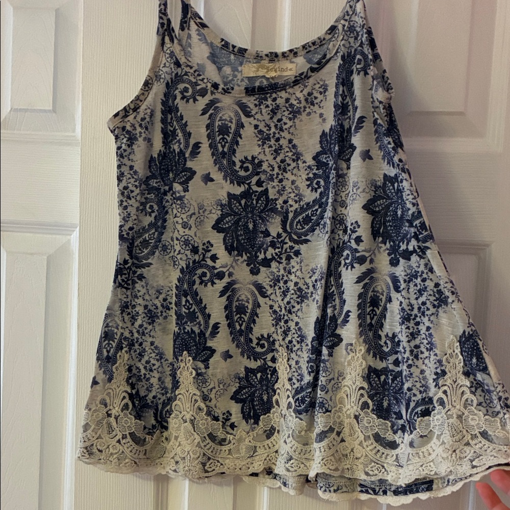 Floral Lace Trim Tank Top